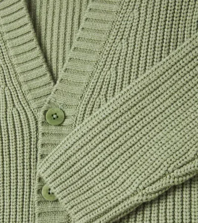 Il Gufo Ribbed Button Cardigan In Green