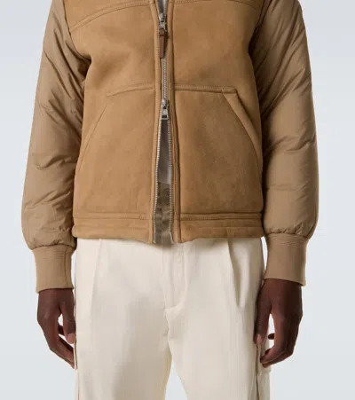 Moncler Tonnay Suede And Shearling Down Jacket In Brown
