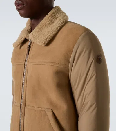 Moncler Tonnay Suede And Shearling Down Jacket In Brown