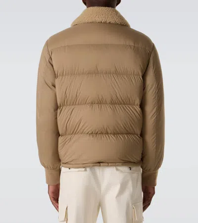 Moncler Tonnay Suede And Shearling Down Jacket In Brown