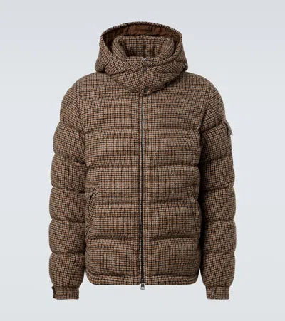 Moncler Montgenevre Checked Bouclé Down Jacket In Brown