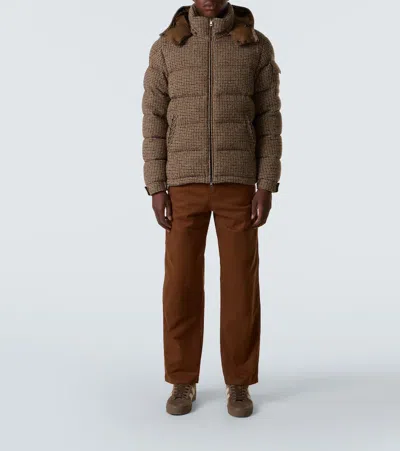 Moncler Montgenevre Checked Bouclé Down Jacket In Brown