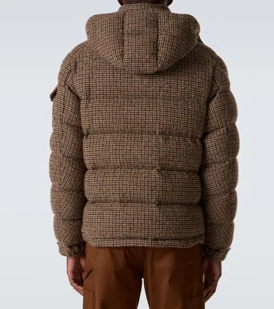 Moncler Montgenevre Checked Bouclé Down Jacket In Brown