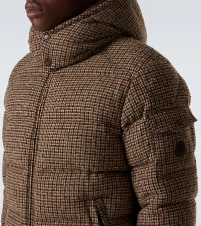 Moncler Montgenevre Checked Bouclé Down Jacket In Brown
