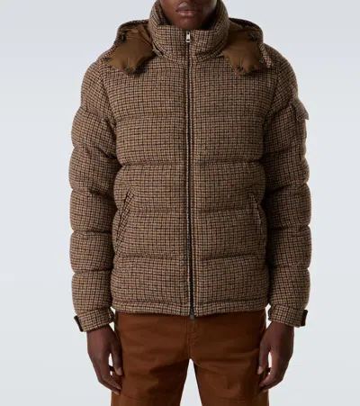 Moncler Montgenevre Checked Bouclé Down Jacket In Brown