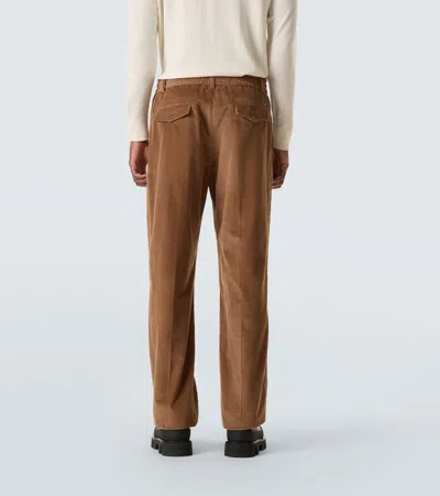 Moncler Edit Cotton Corduroy Straight Pants In Brown