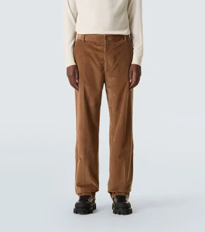 Moncler Edit Cotton Corduroy Straight Pants In Brown