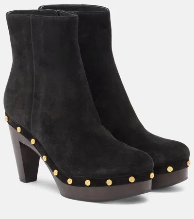 Veronica Beard Gavi Suede Ankle Boots In Black