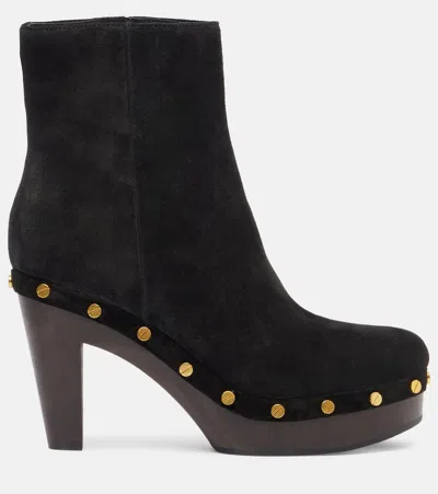 Veronica Beard Gavi Suede Ankle Boots In Black