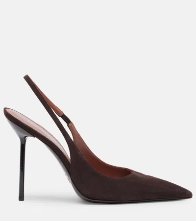 Paris Texas 105mm Slingback Pointed-toe Pumps In Brown