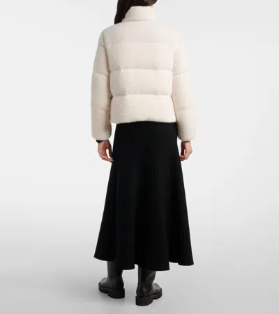 Moncler Ivory Polyester Blend Mornas Down Jacket In White