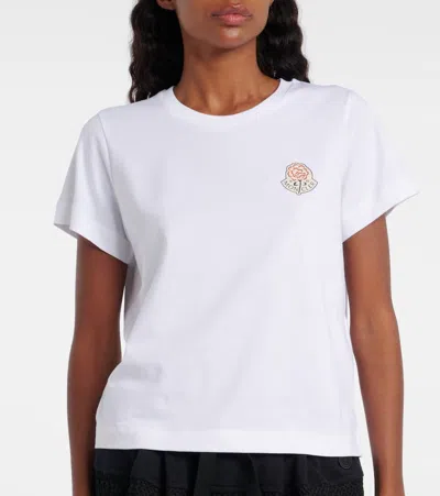 Moncler White Cotton Logo T-shirt In White