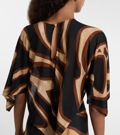Pucci Labirinto Wool-blend Blouse In Brown