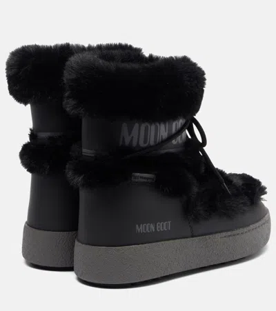 Moon Boot Ltrack Quilted Shell And Faux Leather Snow Boots In Black