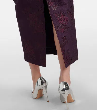 Rebecca Vallance Strapless Floral-brocade Midi Dress In Purple
