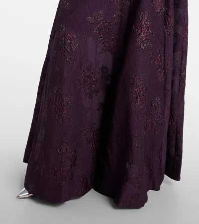 Rebecca Vallance Afina Belted Floral Brocade Gown In Purple