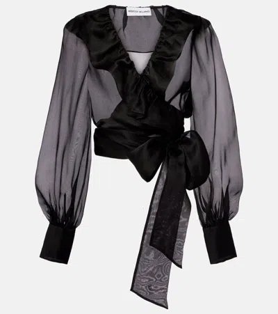 Rebecca Vallance Anjou Sheer Silk Organza Blouse In Black
