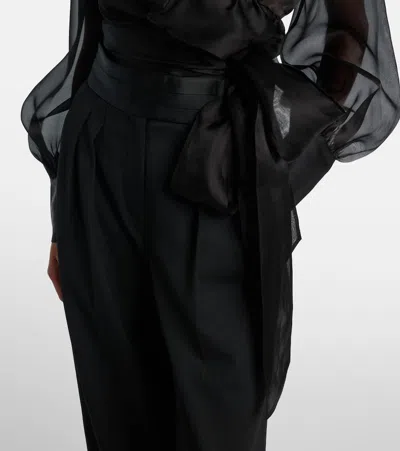 Rebecca Vallance Anjou Sheer Silk Organza Blouse In Black