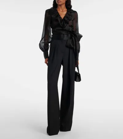Rebecca Vallance Anjou Sheer Silk Organza Blouse In Black