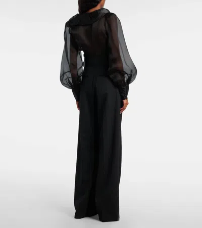 Rebecca Vallance Anjou Sheer Silk Organza Blouse In Black
