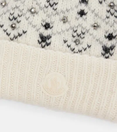Moncler Embellished Alpaca And Wool-blend Beanie In Neutral