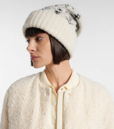 Moncler Embellished Alpaca And Wool-blend Beanie In Neutral