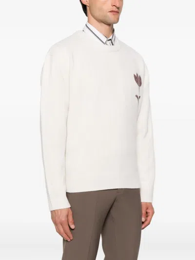 Sandro Sweatshirt Mit Blumenapplikation In White