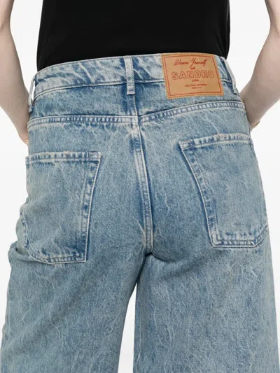 Sandro Jeans-shorts Mit Acid-wash-effekt In Blue