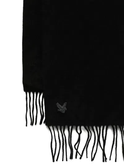 Lyle & Scott Logo-embroidered Scarf In Black