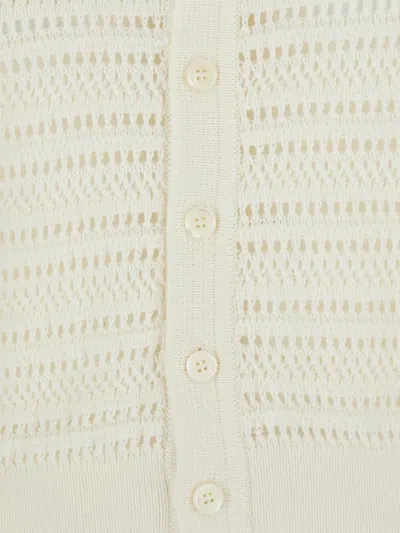 Dunst White Cardigan With Spread Collar In Cotton Woman In White