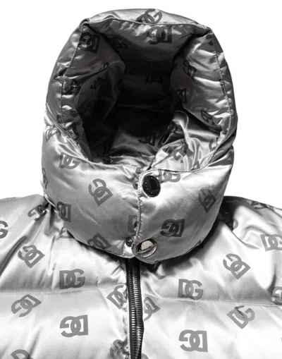 Pre-owned Dolce & Gabbana Silver Logo Full Zip Hooded Quilted Men's Jacket ()