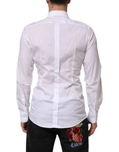 Pre-owned Dolce & Gabbana White Cotton Dg Logo Pearl Chain Formal Men's Shirt ()