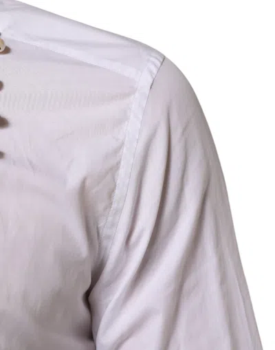 Pre-owned Dolce & Gabbana White Cotton Dg Logo Pearl Chain Formal Men's Shirt ()