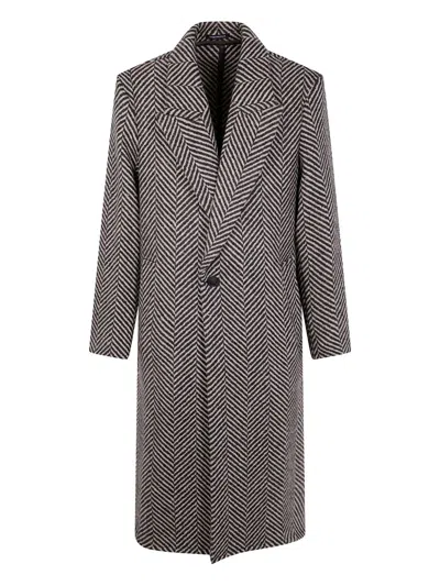 Emporio Armani Double Breasted Midi Coat In Brown