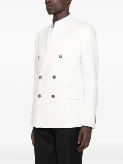 Emporio Armani Double-breasted Blazer Featuring Buttoned Cuffs In White