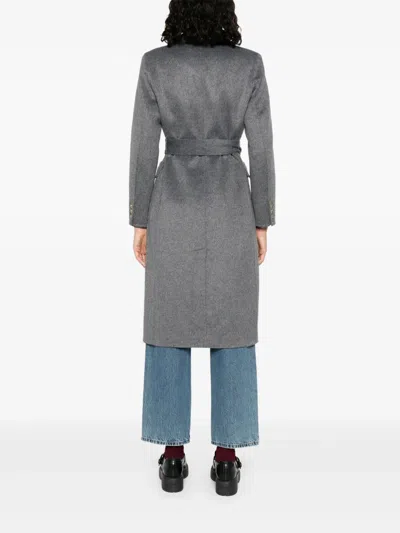 Sandro Double-faced Check Coat In Gray