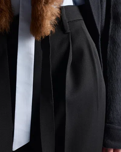 Prada Zipper-fly Wool Trousers In Black