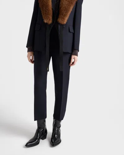 Prada Wool Rush Stitch Pants In Blue