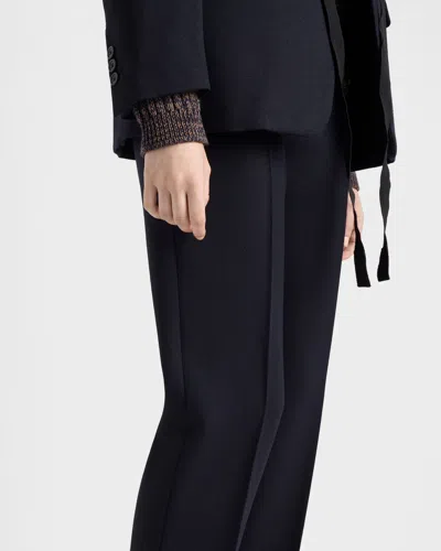 Prada Wool Rush Stitch Pants In Blue