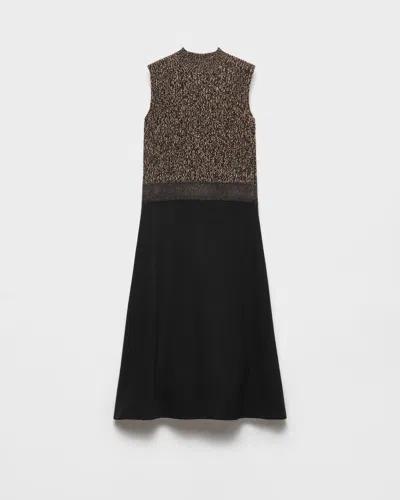 Prada A-line Sleeveless Wool Blend Dress In Brown