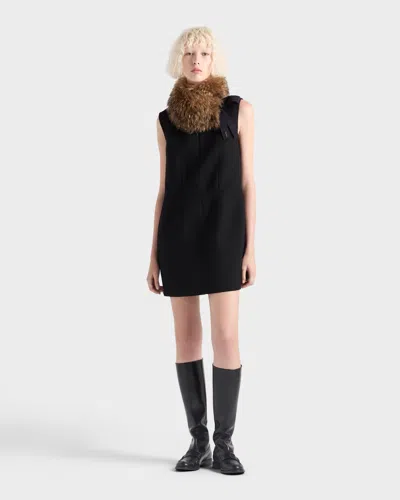 Prada Short Natté Dress In Black