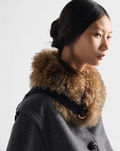 Prada Single-breasted Loden Wool Coat Clothing In Gray