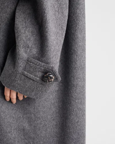 Prada Single-breasted Loden Wool Coat Clothing In Gray