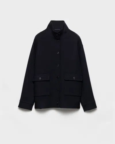 Prada Buttoned Reversible Jacket In Black