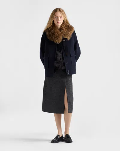 Prada Buttoned Reversible Jacket In Black