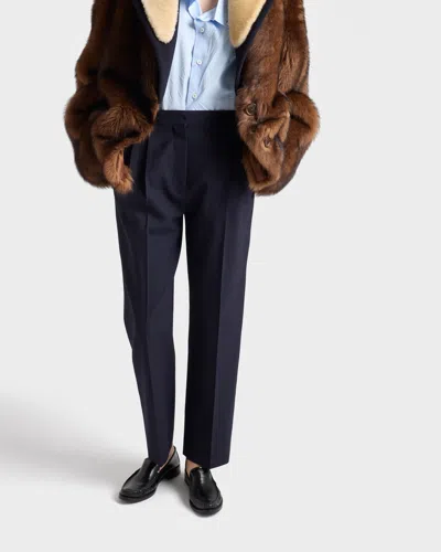 Prada Wool Rush Stitch Pants In Blue