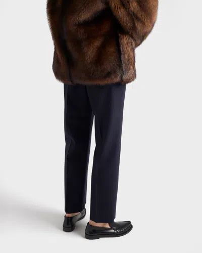 Prada Wool Rush Stitch Pants In Blue
