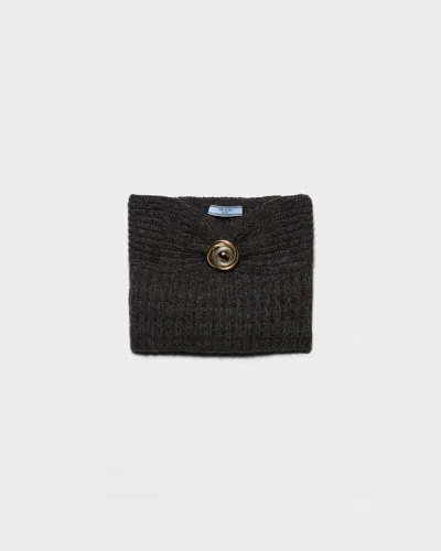 Prada Wool And Cashmere Bandeau Top With Brooch In Black