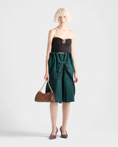 Prada Wool And Cashmere Bandeau Top With Brooch In Black