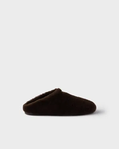 Prada Shearling Mules In Multi